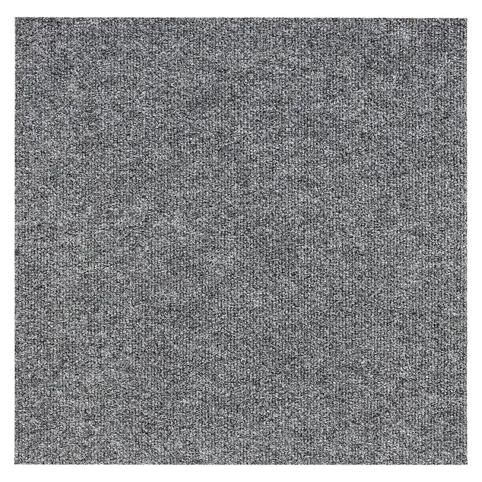 Teppichfliese Sprinter - Nadelfilz, 80 % Polypropylen, 20 % recyceltes PET, Hellgrau - Nahaufnahme einer robusten, grauen Fußmatte. Ideal für Eingänge, um Schmutz aufzufangen und den Boden sauber zu halten.