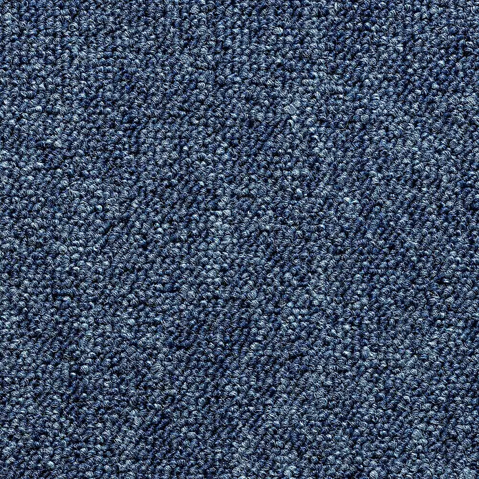 Teppichfliese Vienna - Schlinge, 100 % Polypropylen, Blau - Nahaufnahme eines blauen Teppichs mit dichter Textur, ideal für Fußböden in Wohn- oder Geschäftsräumen.
