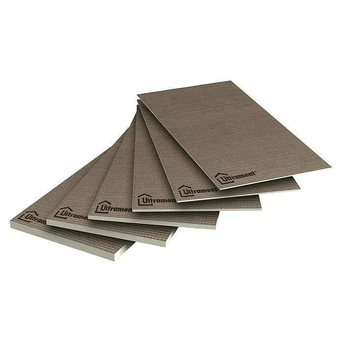 Ultrament Bauplatte Do it - 260 cm x 60 cm x 30 mm, Beschichtet - Ein Stapel Ultrament Bauplatten, ideal für den Innenausbau und die Renovierung, präsentiert die robuste und zuverlässige Struktur.