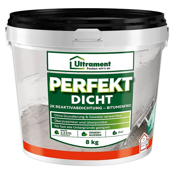 Ultrament Reaktivabdichtung Perfekt Dicht (8 kg, 2-komponentig, Bitumenfrei)