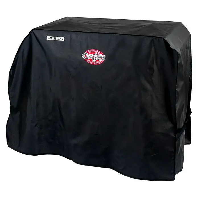 Char-Griller Grill-Schutzhülle - Passend für: Flat Iron Premium Gas Griddle - Schwarze Grillabdeckung mit 'FLAT IRON' und 'Char-Griller' Logos aus strapazierfähigem Stoff zum Schutz eines Grills.