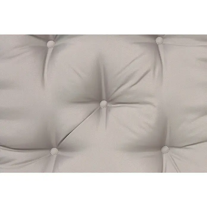 Cojín para suelo capitone water resist - 45 x 45 cm, Taupe - Primer plano de una tapicería capitoné color crema con detalles de botones, mostrando un diseño elegante y confortable.