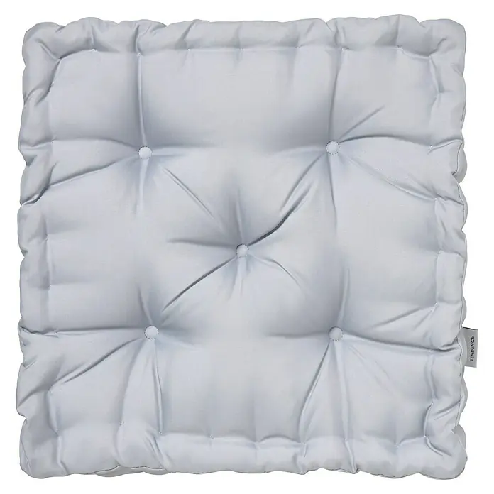 Cojín para suelo capitone water resist - 45 x 45 cm, Gris - Cojín de asiento cuadrado, acolchado gris claro con detalles de botones para mayor comodidad y estilo. Perfecto para sillas y bancos.