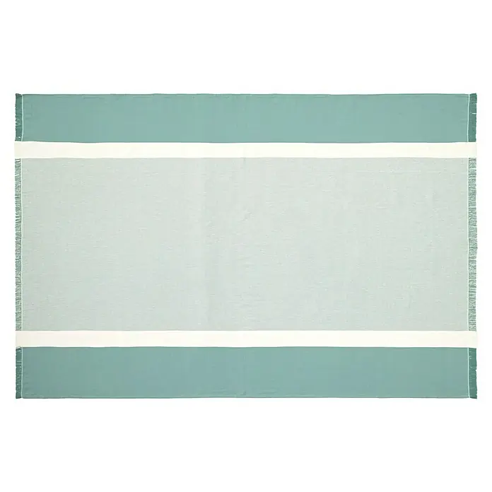 Manta para sofá Vigore Rayas - Textil, Verde - Imagen de un estor con un fondo azul y rayas horizontales blancas, ideal para el control de la luz y la decoración.