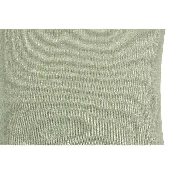 Cojín Chenilla - 45 x 45 cm, Poliéster, Verde, Cuadrado - Primer plano de una tela verde claro con textura sutil, ideal para muebles o ropa. Una estrecha franja negra es visible en un lado.