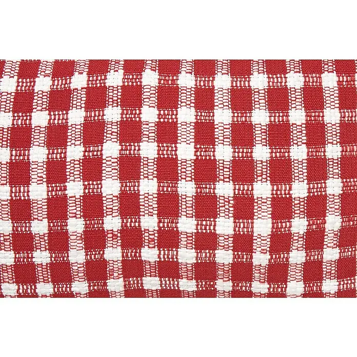 Cojín Cuadro Momoa - 50 x 30 cm, Textil, Rojo, Rectangular - Primer plano de un paño de cocina a cuadros rojo y blanco.