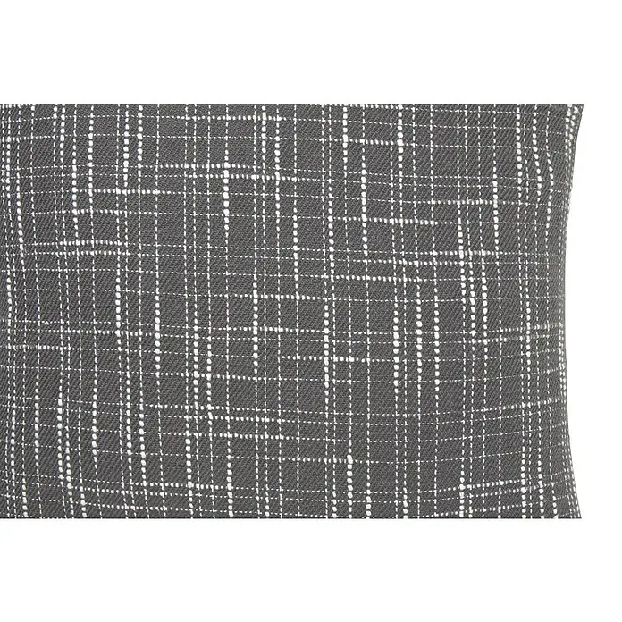 Cojín Cuadro Vibes - 45 x 45 cm, Textil, Acero, Cuadrado - Primer plano de una funda de sofá a cuadros gris con un patrón de puntos blancos que proporciona una textura elegante y un diseño sutil.