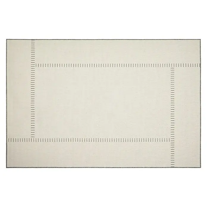 Alfombra exterior reversible In/Out Pespunte - Silver, 230 x 160 cm, Polipropileno - Una alfombra rectangular con un diseño minimalista, ideal para interiores modernos, que ofrece un toque de elegancia sutil a cualquier ambiente.