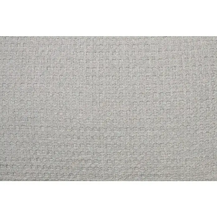 Cojín Waffle - 40 x 60 cm, Textil, Gris, Rectangular - Primer plano de un tejido piqué gofrado gris claro, que muestra un tejido uniforme con textura cuadrada, ideal para textiles del hogar o moda.