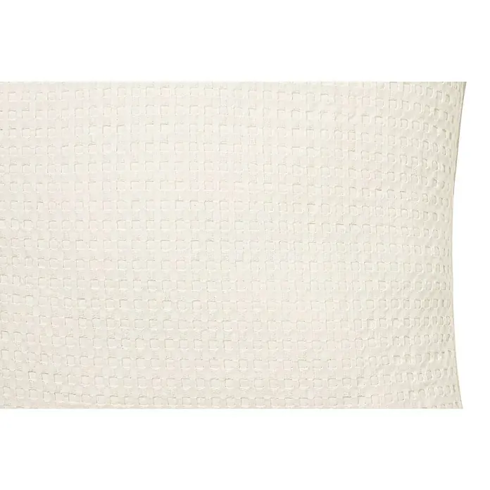 Cojín Waffle - 50 x 50 cm, Textil, Crudo, Cuadrado - Primer plano de una tela blanca con un patrón de cuadrados.