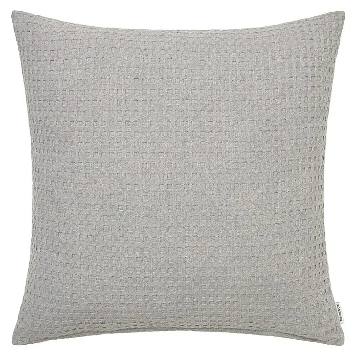 Cojín Waffle - 50 x 50 cm, Textil, Gris, Cuadrado - Cojín decorativo cuadrado en gris con fina textura waffle para salón o dormitorio como accesorio elegante para el hogar.