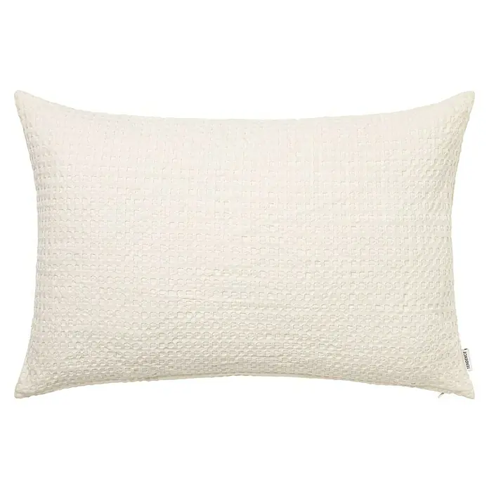 Cojín Waffle - 40 x 60 cm, Textil, Crudo, Rectangular - Primer plano de un cojín rectangular texturizado en un blanco crema suave, que brinda comodidad y estilo a cualquier decoración.