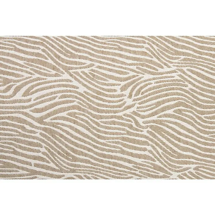 Cojín Jacquard Cebra - 50 x 30 cm, Textil, Taupe, Rectangular - Primer plano de un patrón de tela con rayas beige sinuosas sobre un fondo blanco. El patrón recuerda las rayas de cebra y tiene una textura textil.