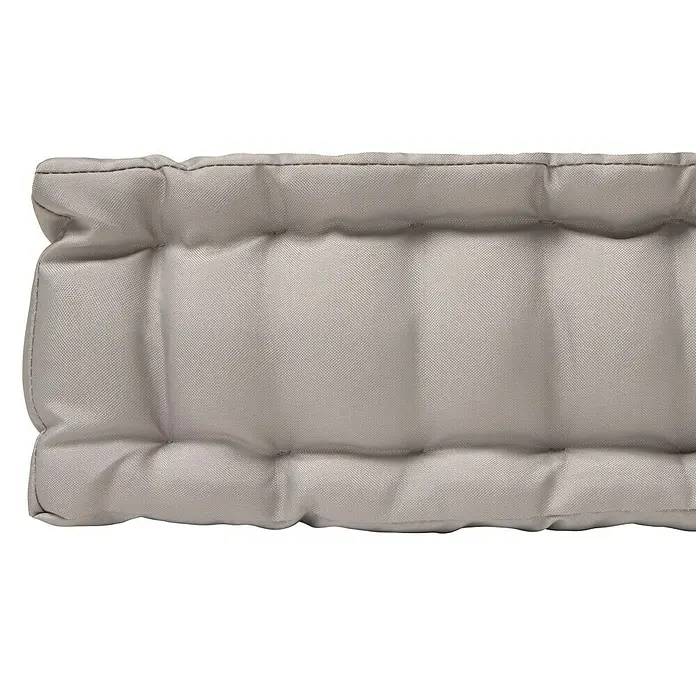 Cojín para respaldo de palet water resist - 60 x 40 x 10 cm, Taupe - Primer plano de un cojín de asiento beige con diseño acolchado, ideal para muebles de exterior o interiores.
