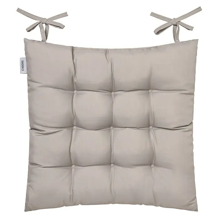 Cojín para silla water resist - 45 x 45 x 5 cm, Taupe - Cojín de asiento cuadrado acolchado con lazos para sillas, que ofrece confort y estilo.