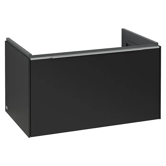 Villeroy & Boch Subway 3.0 Waschbeckenunterschrank - Volcano Black, Anzahl Schubladen: 1 Stk., Farbe Griff: Aluminium glänzend, B x T x H: 77,2 x 47,8 x 42,9 cm, Mit Beleuchtung - Moderne, schwarze Waschtischverkleidung für ein elegantes Badezimmerdesign. Stilvolle Ergänzung für jedes moderne Bad.
