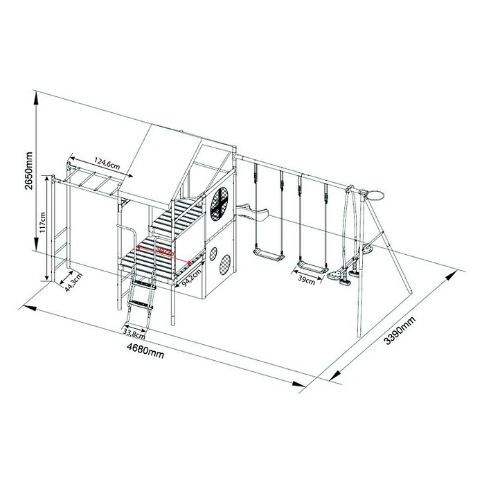Kinderspielturm Olaf (L x B x H: 339 x 468 x 265 cm, Rot) | BAUHAUS