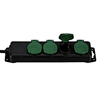 REV Stekkerdoos (Zwart / Groen, Kabellengte: 1,4 m, IP44)
