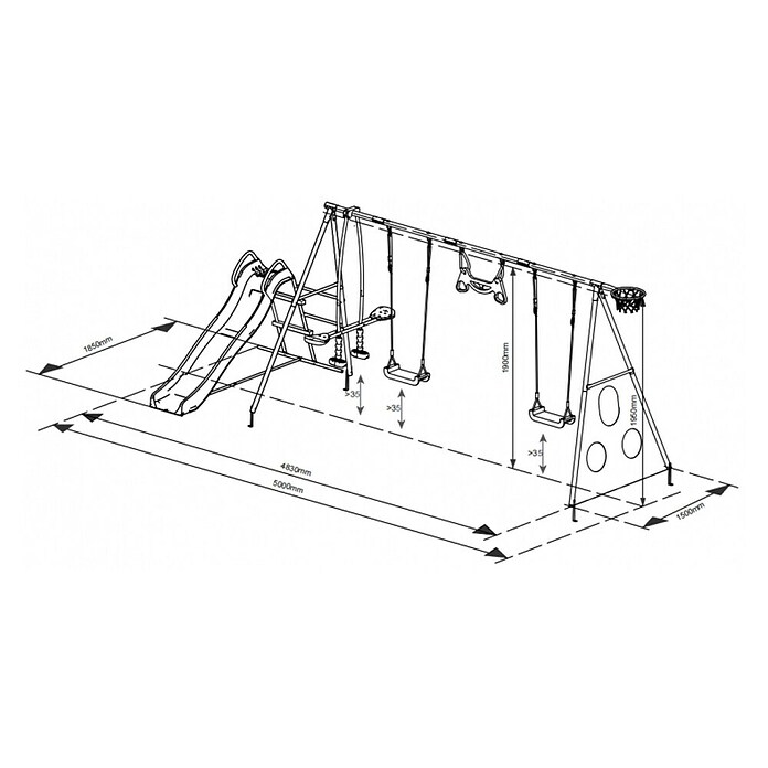 Kinderspielturm Maks II (L x B x H: 480 x 185 x 195 cm, Rot) | BAUHAUS