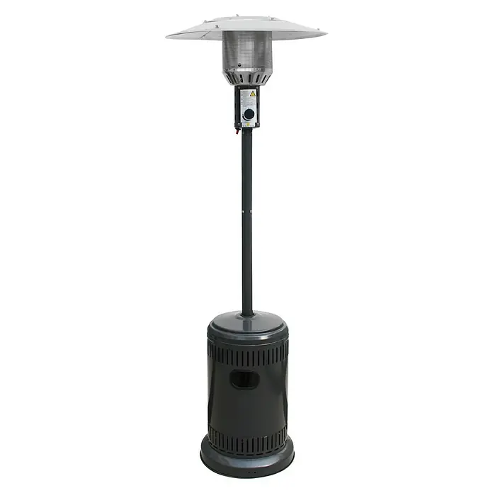 Grillstar Terrassenstrahler Heatwave - 10 kW, Höhe: 221,5 cm - Dunkelgrauer Terrassenheizer mit silbernem Reflektor und Brennergeflecht für den Außenbereich.