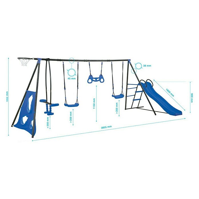Kinderspielturm Maks II (L x B x H: 480 x 185 x 195 cm, Blau) | BAUHAUS