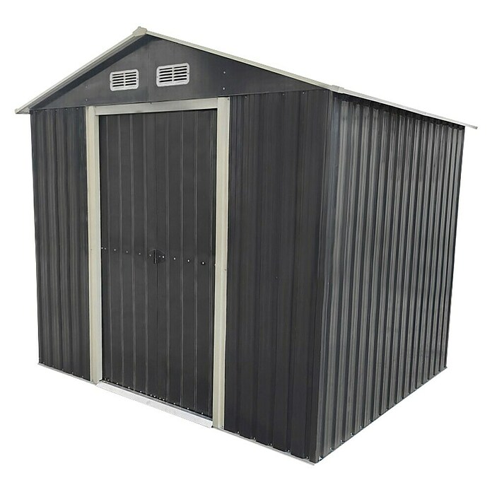 Gerätehaus (Außenmaß inkl. Dachüberstand (B x T): 237 x 195 cm, Firsthöhe: 2,08 m, Stahl, Anthrazit) | BAUHAUS