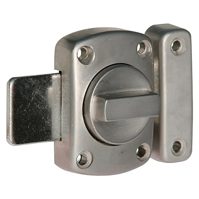 Abus Pestillo deslizante DRD40 - Puerta interior, Níquel - Una robusta cerradura de puerta de acero inoxidable, ideal para baños y aseos, que ofrece privacidad y seguridad.