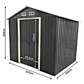 Gerätehaus (Außenmaß inkl. Dachüberstand (B x T): 237 x 195 cm, Firsthöhe: 2,08 m, Stahl, Anthrazit) | BAUHAUS