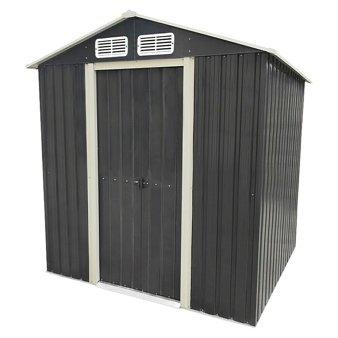 Gerätehaus (Außenmaß inkl. Dachüberstand (B x T): 194 x 174 cm, Firsthöhe: 2,02 m, Stahl, Anthrazit) | BAUHAUS
