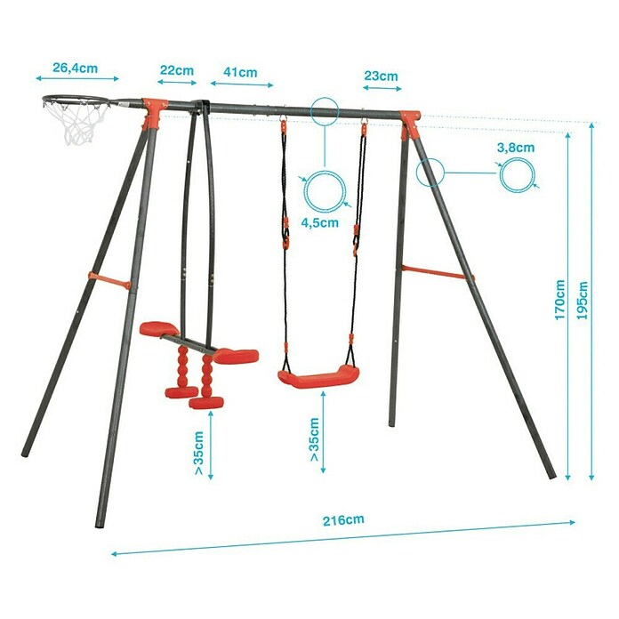 Kinderspielturm Aleks II (L x B x H: 180 x 216 x 195 cm, Rot) | BAUHAUS