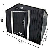 Gerätehaus (Außenmaß inkl. Dachüberstand (B x T): 300 x 303 cm, Firsthöhe: 2,14 m, Stahl, Anthrazit) | BAUHAUS