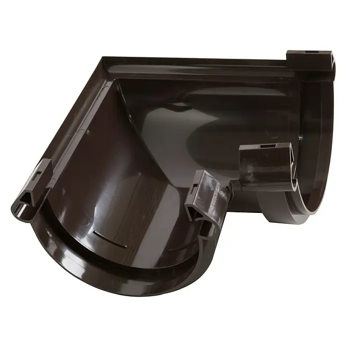 Dakota Codo de tubo G-125 - Diámetro: 80 mm, Plástico, Marrón - Conector de canaleta de plástico marrón diseñado para desviar agua y proteger contra daños. Robusto y duradero.