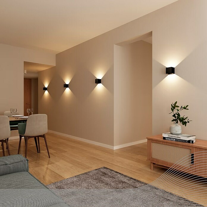 Calex Solar-wandlamp voor buiten Volterra Up & Down light (1,5 W, l x b x h: 10 x 10 x 10,3 cm, Zwart, IP44, 170 lm) | BAUHAUS