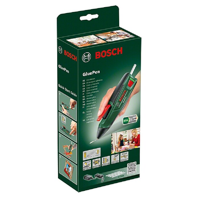 Bosch Akku-Heißklebestift GluePen (3,6 V, Li-Ionen, 1,5 Ah, Durchmesser Klebepatrone: 7 mm)