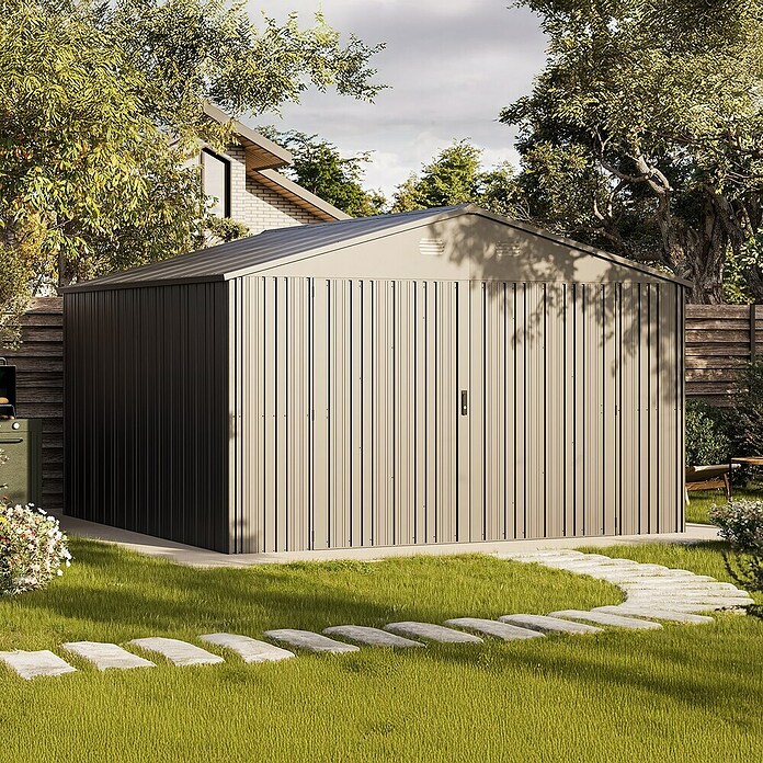 Hoggar Caseta para jardín Pioneer Y130 (Medidas ext. (An x Pr): 356 x 350 cm, Antracita, Acero, 12,46 m²) | BAUHAUS