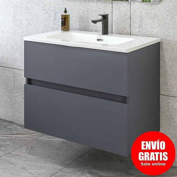 Disbain Conjunto de mueble de baño Kuntur (Ancho: 80 cm, Azul noche, Mate) | BAUHAUS