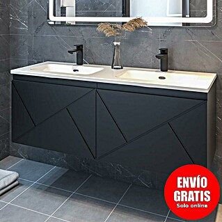 Disbain Conjunto de mueble de baño Lira (Ancho: 120 cm, Negro, Mate, 2 pzs.)