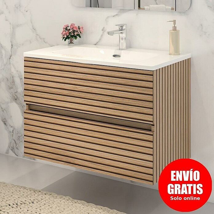 Disbain Conjunto de mueble de baño Vega (Ancho: 80 cm, Acacia, 2 pzs.) | BAUHAUS