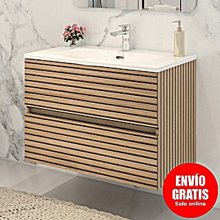 Disbain Conjunto de mueble de baño Vega (Ancho: 80 cm, Acacia, 2 pzs.)