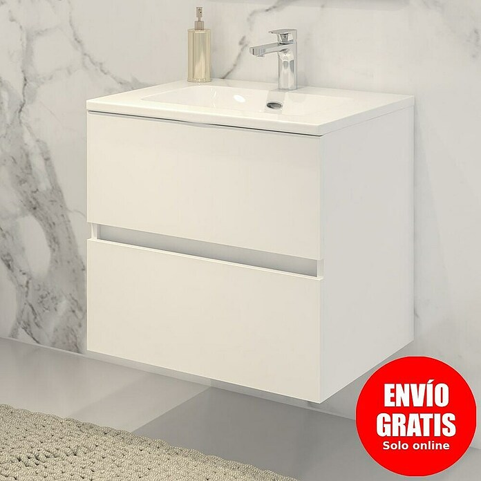 Disbain Conjunto de mueble de baño Vega (Ancho: 60 cm, Blanco, 2 pzs.) | BAUHAUS