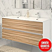 Disbain Conjunto de mueble de baño Vega (Ancho: 120 cm, Blanco/Bambú, 2 pzs.) | BAUHAUS