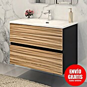 Disbain Conjunto de mueble de baño Vega (Ancho: 80 cm, Negro/Bambú, 2 pzs.) | BAUHAUS