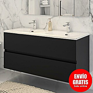 Disbain Conjunto de mueble de baño Vega (Ancho total del mueble de baño: 120 cm, Negro, Mate)