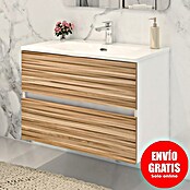Disbain Conjunto de mueble de baño Vega (Ancho: 80 cm, Blanco/Bambú, 2 pzs.) | BAUHAUS