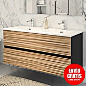 Disbain Conjunto de mueble de baño Vega (Ancho: 120 cm, Negro/Bambú, 2 pzs.) | BAUHAUS
