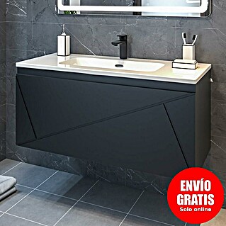 Disbain Conjunto de mueble de baño Lira (Ancho total del mueble de baño: 100 cm, Negro, Mate)