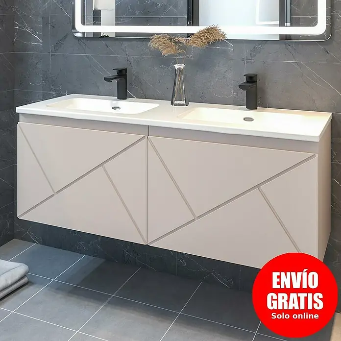 Disbain Conjunto de mueble de baño Lira - Ancho: 120 cm, Maquillaje, Mate, 2 pzs. - Mueble de baño moderno con un diseño elegante y un espacio de almacenamiento práctico, perfecto para cualquier baño.