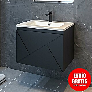 Disbain Conjunto de mueble de baño Lira (Ancho: 60 cm, Negro, Mate, 2 pzs.)