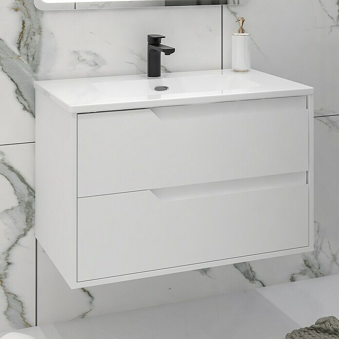 Disbain Conjunto de mueble de baño Casiopea (Ancho: 80 cm, Blanco mate, Mate) | BAUHAUS