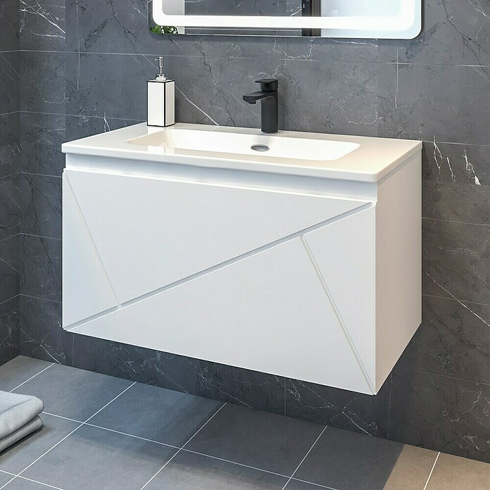 Disbain Conjunto de mueble de baño Lira (Ancho: 80 cm, Blanco, Mate, 2 pzs.) | BAUHAUS